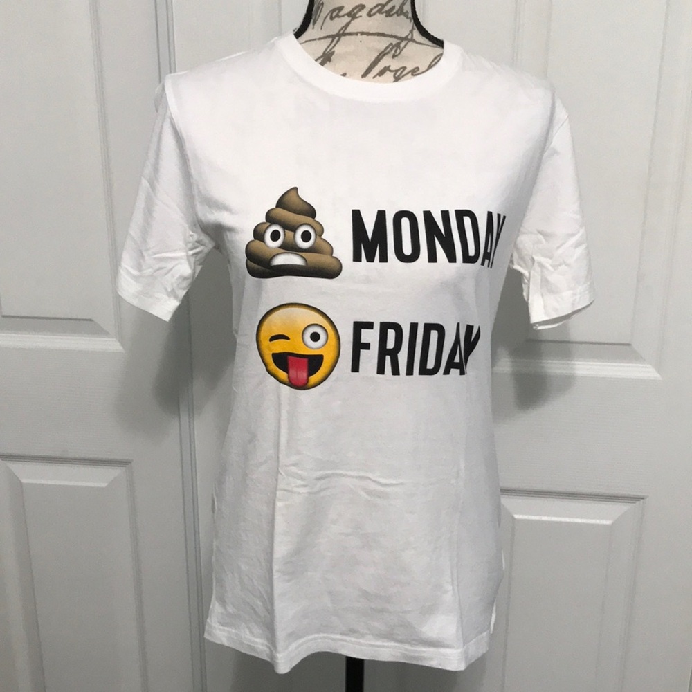 White Emoji Graphic T-Shirt